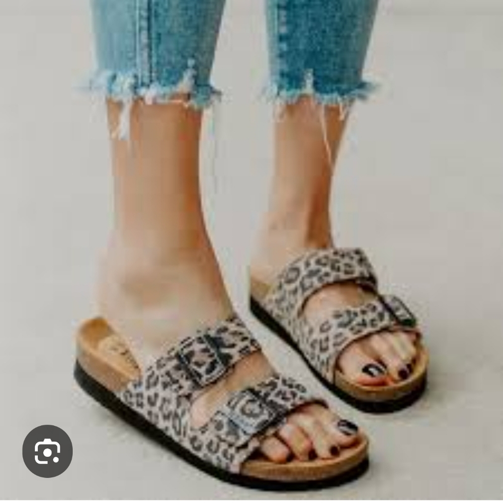 Naot Leopard Print Double Buckle Sandals - Tan Black